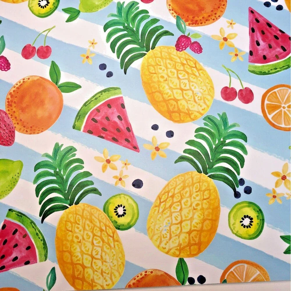 Pineapple Watermelon Kiwi Placemats Vinyl Beach House Foam Back Summer Set of 4